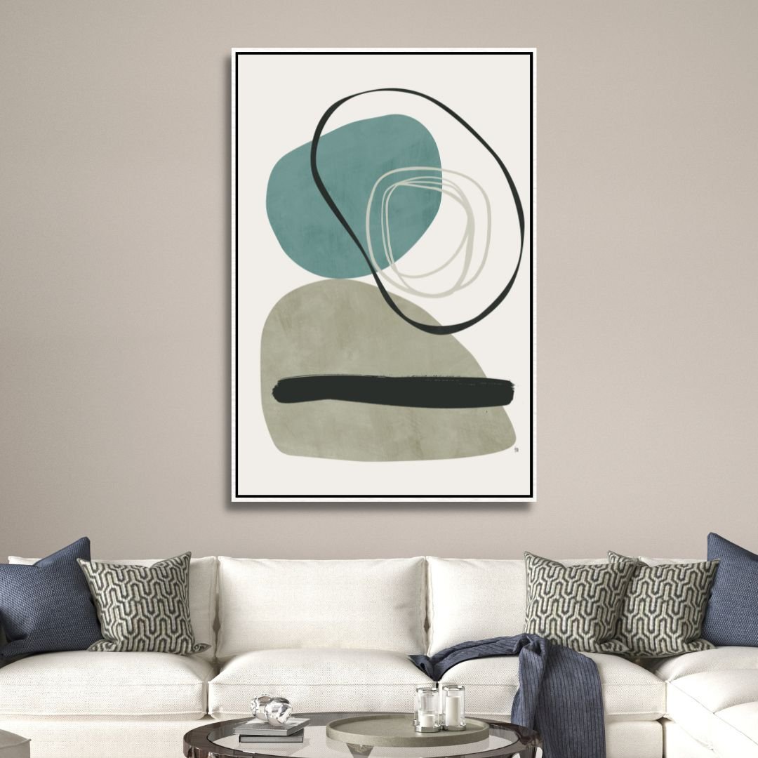 Abstract Geometric Shapes in Blue, Green, and Gray for Modern Home Decor