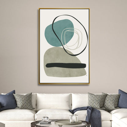 Abstract Geometric Shapes in Blue, Green, and Gray for Modern Home Decor