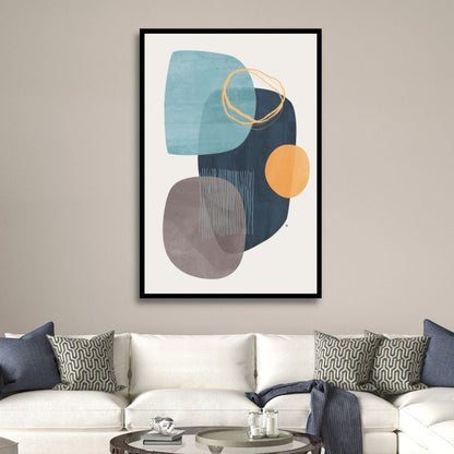 Abstract Geometric Shapes in Blue, Green, and Gray for Modern Home Decor