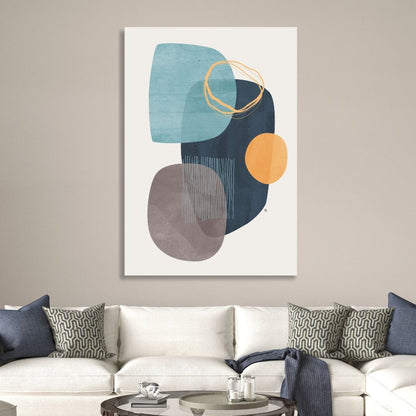 Abstract Geometric Shapes in Blue, Green, and Gray for Modern Home Decor