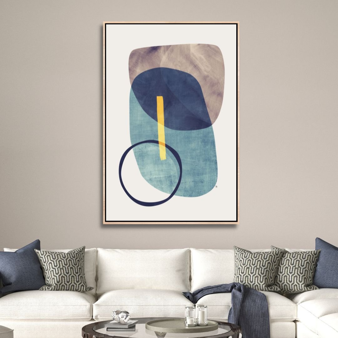 Abstract Geometric Shapes in Blue, Green, and Gray for Modern Home Decor