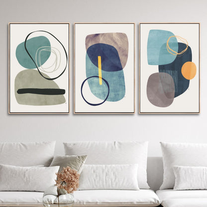 Abstract Geometric Shapes in Blue, Green, and Gray for Modern Home Decor