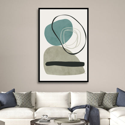 Abstract Geometric Shapes in Blue, Green, and Gray for Modern Home Decor