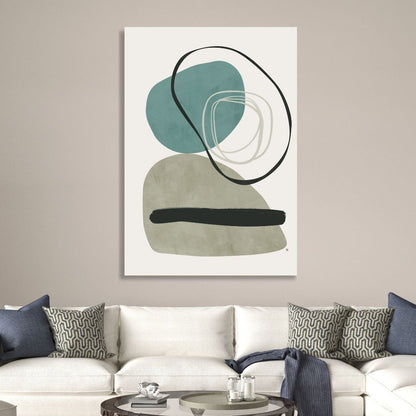 Abstract Geometric Shapes in Blue, Green, and Gray for Modern Home Decor