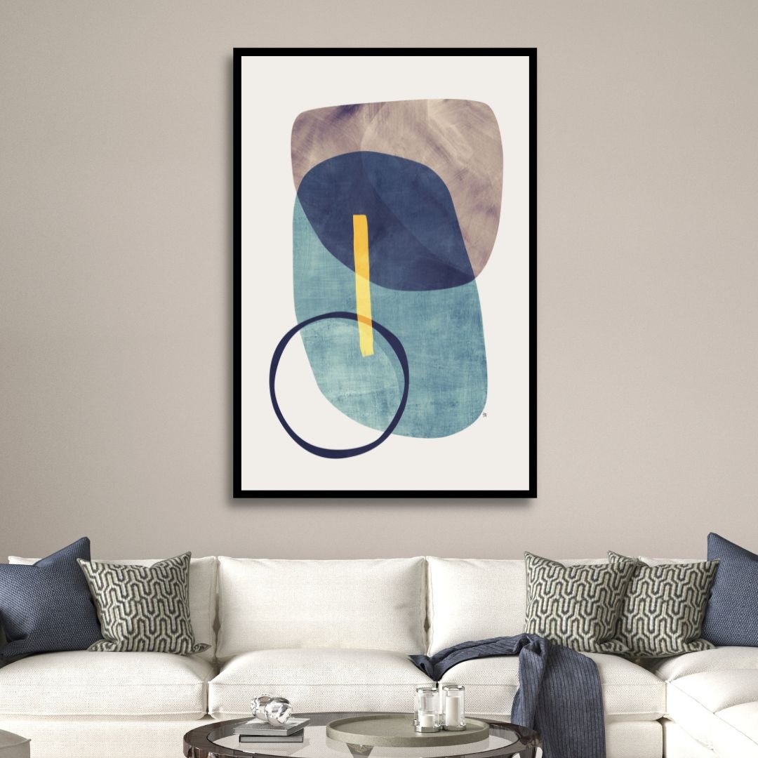 Abstract Geometric Shapes in Blue, Green, and Gray for Modern Home Decor