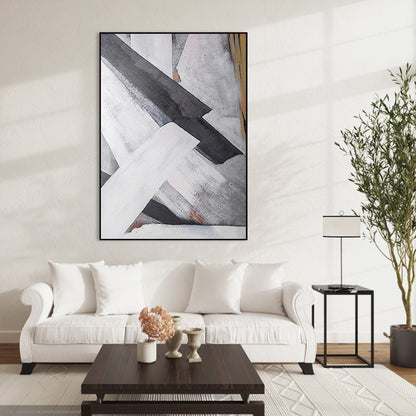 Modern Abstract Geometric Oil Painting for Contemporary Home Decor