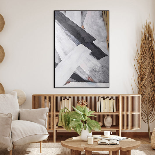 Modern Abstract Geometric Oil Painting for Contemporary Home Decor