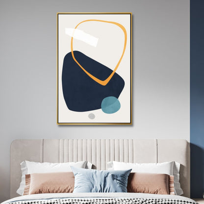 Abstract Geometric Shapes in Navy, Blue, and Yellow - Modern Wall Art Decor