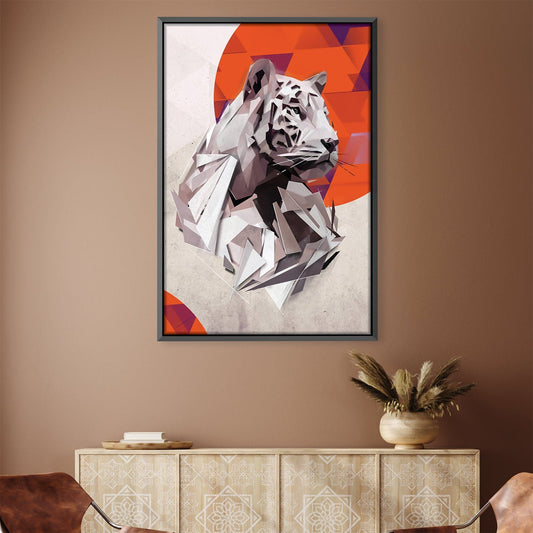 Abstract Geometric Tiger Oil Painting for Contemporary Home Decor