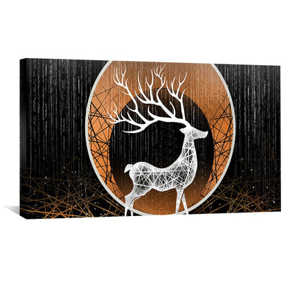 Geometric White Deer Oil Painting for Modern Wildlife Decor