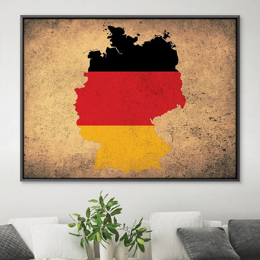 Vintage German Map Art Print - Abstract Canvas Oil Painting Decor