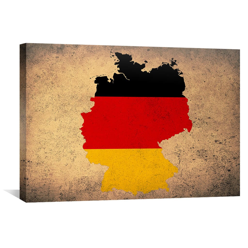 Vintage German Map Art Print - Abstract Canvas Oil Painting Decor