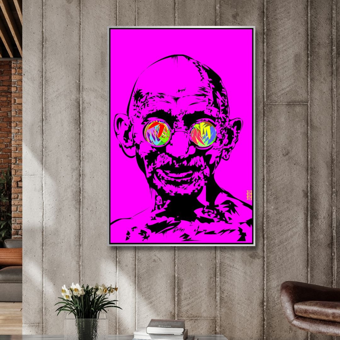 Vibrant Gandhi Pop Art Painting for Modern Wall Décor