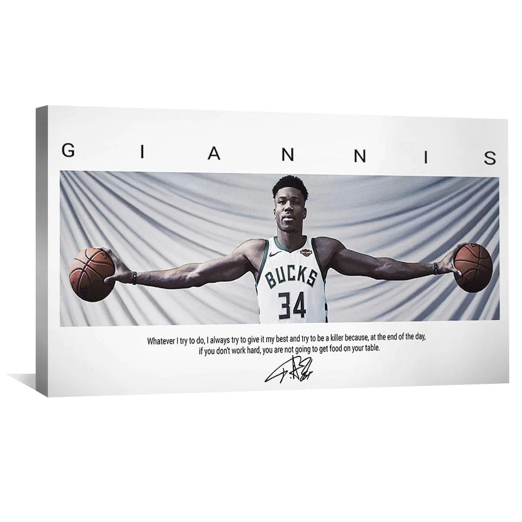 Majestic Giannis Antetokounmpo Watercolor Wing Span Canvas Art