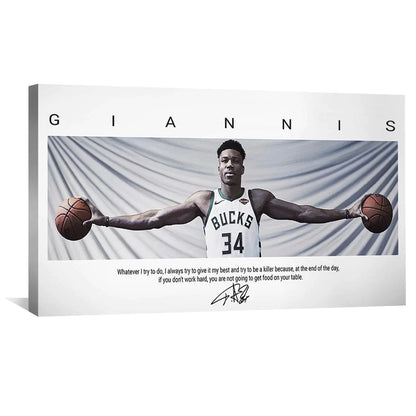 Majestic Giannis Antetokounmpo Watercolor Wing Span Canvas Art