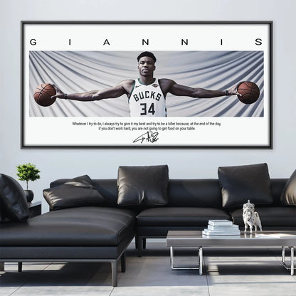 Majestic Giannis Antetokounmpo Watercolor Wing Span Canvas Art