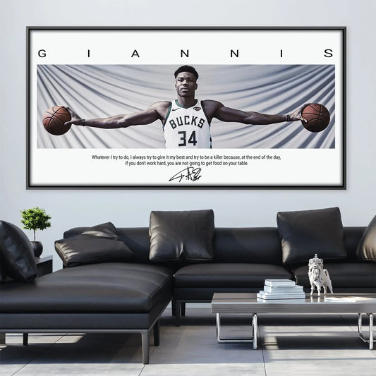 Majestic Giannis Antetokounmpo Watercolor Wing Span Canvas Art