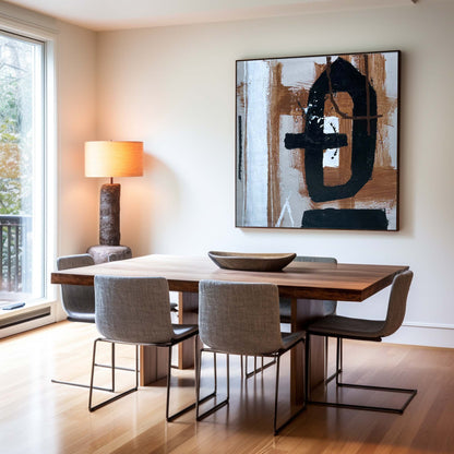 Contemporary Black Brown Abstract Oil Painting for Modern Home Decor