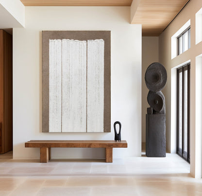 Serene Wabi-Sabi Minimalist Oil Painting for Modern Home Decor
