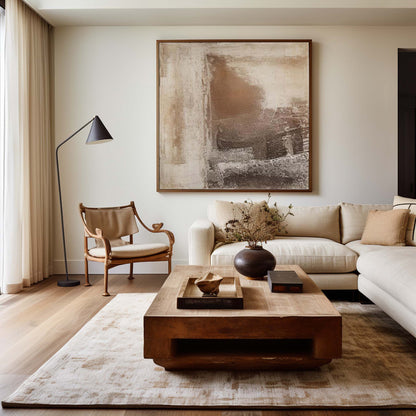 Contemporary Neutral Abstract Oil Painting for Elegant Home Decor