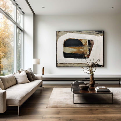 Contemporary Black and Brown Abstract Oil Painting for Modern Home Decor