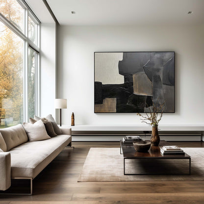 Contemporary Black and Grey Abstract Wall Art for Modern Home Decor