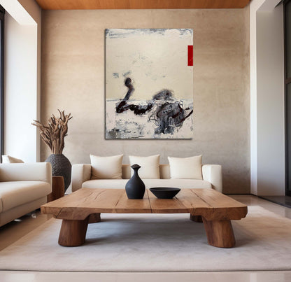 Contemporary Beige Abstract Oil Painting for Modern Home Decor