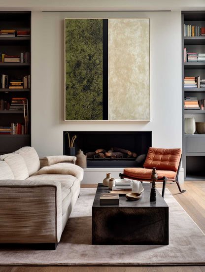 Contemporary Green Abstract Oil Painting for Modern Home Décor