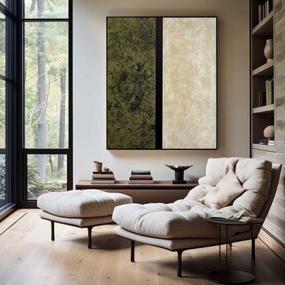 Contemporary Green Abstract Oil Painting for Modern Home Décor