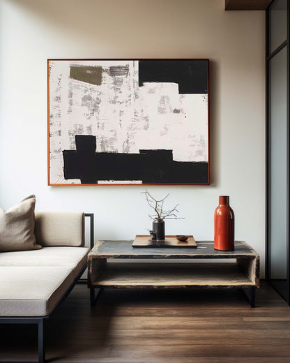 Elegant Wabi-Sabi Minimalist Oil Painting for Modern Home Decor and Art Lovers