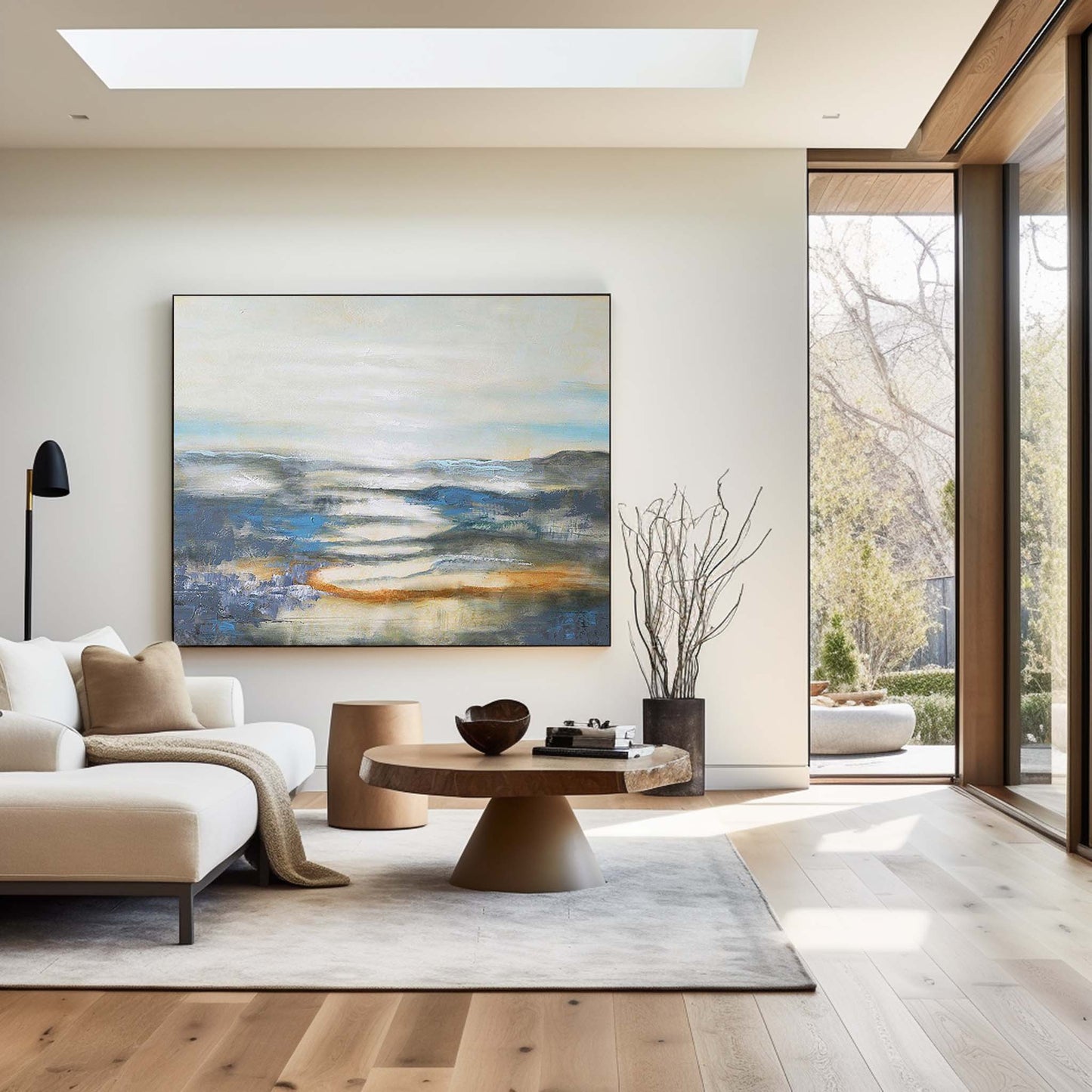 Serene Blue Seascape Oil Painting for Modern Coastal Home Decor