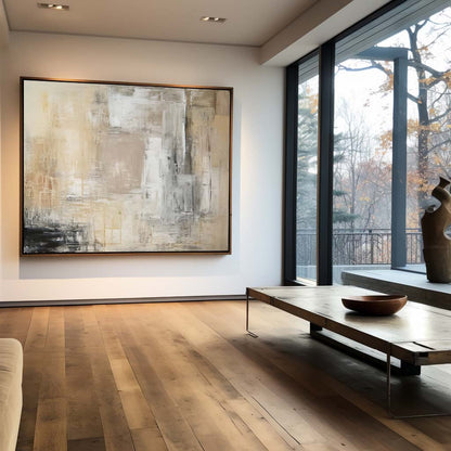 Contemporary Neutral Abstract Oil Painting for Modern Home Decor