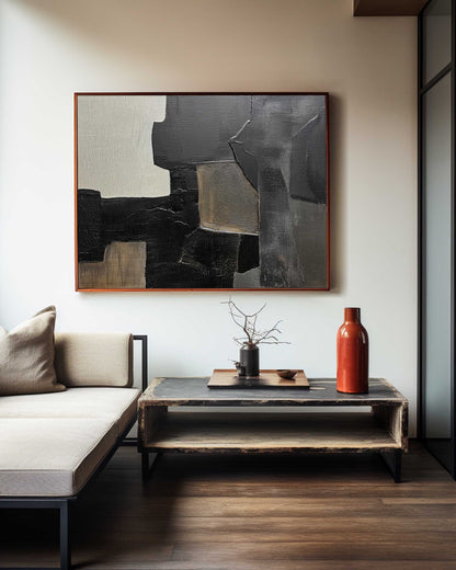 Contemporary Black and Grey Abstract Wall Art for Modern Home Decor