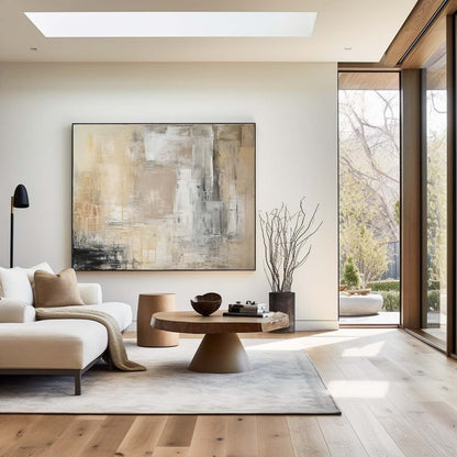 Contemporary Neutral Abstract Oil Painting for Modern Home Decor