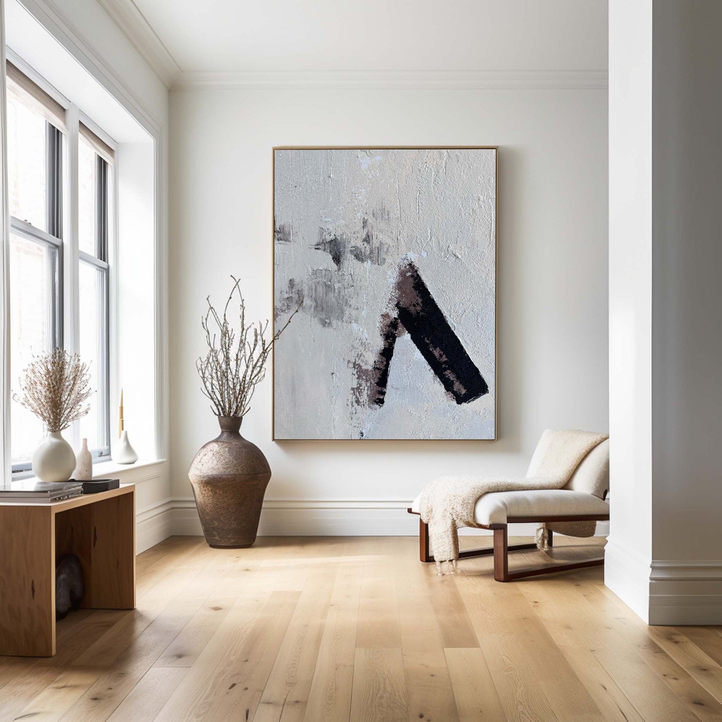 Contemporary Abstract Oil Painting with Bold Textures and Subtle Color Palette