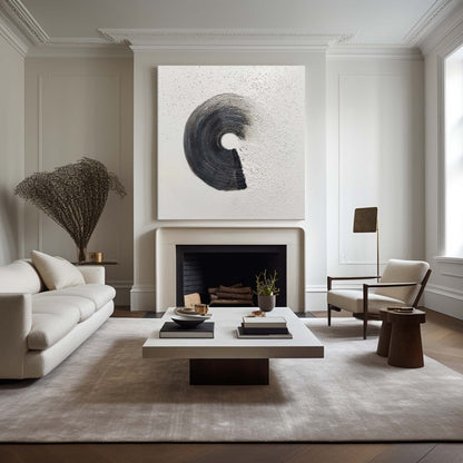 Contemporary Monochrome Abstract Oil Painting for Modern Home Decor