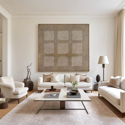 Serene Wabi-Sabi Minimalist Oil Painting for Modern Home Decor