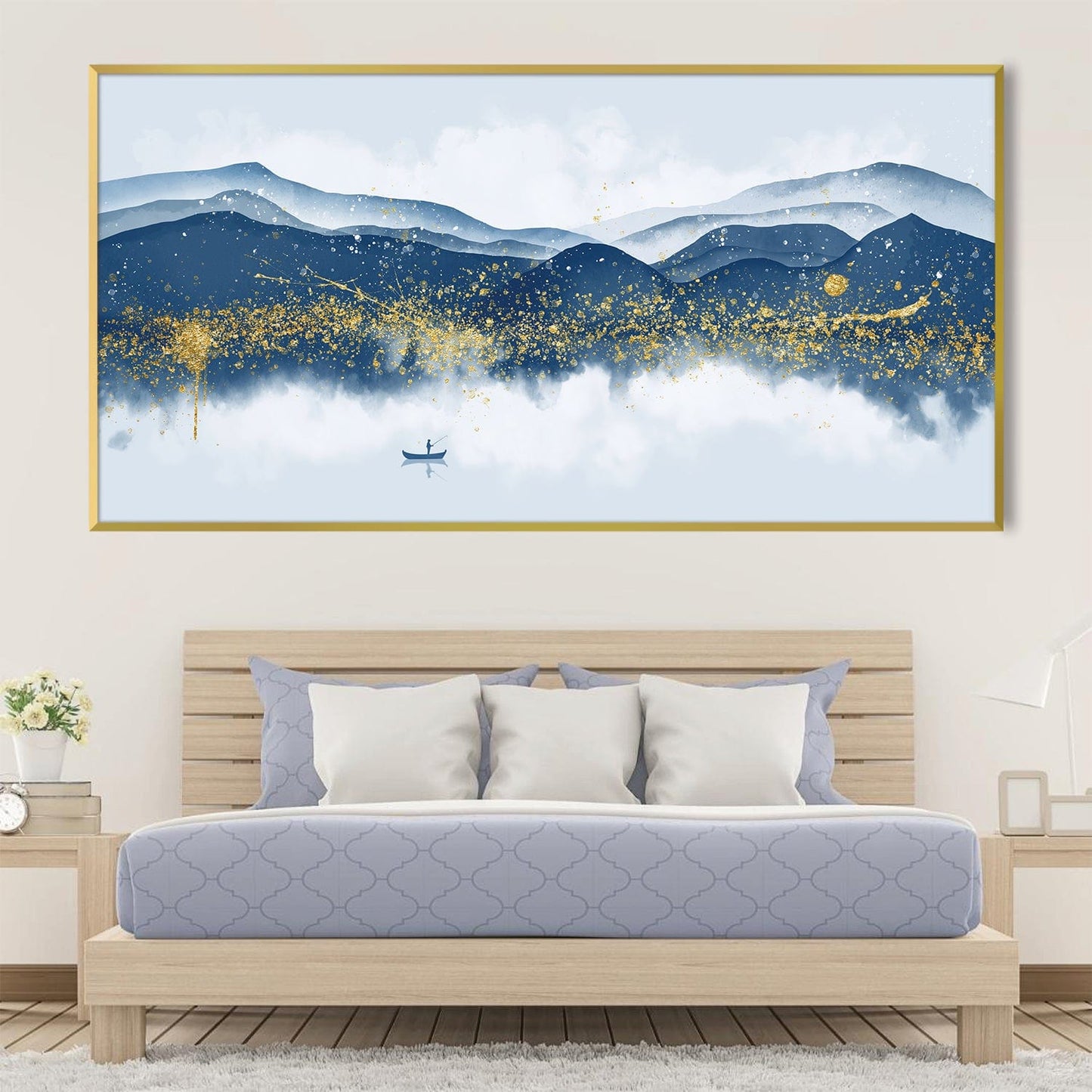 Tranquil Mountain Landscape with Golden Accents Oil Painting