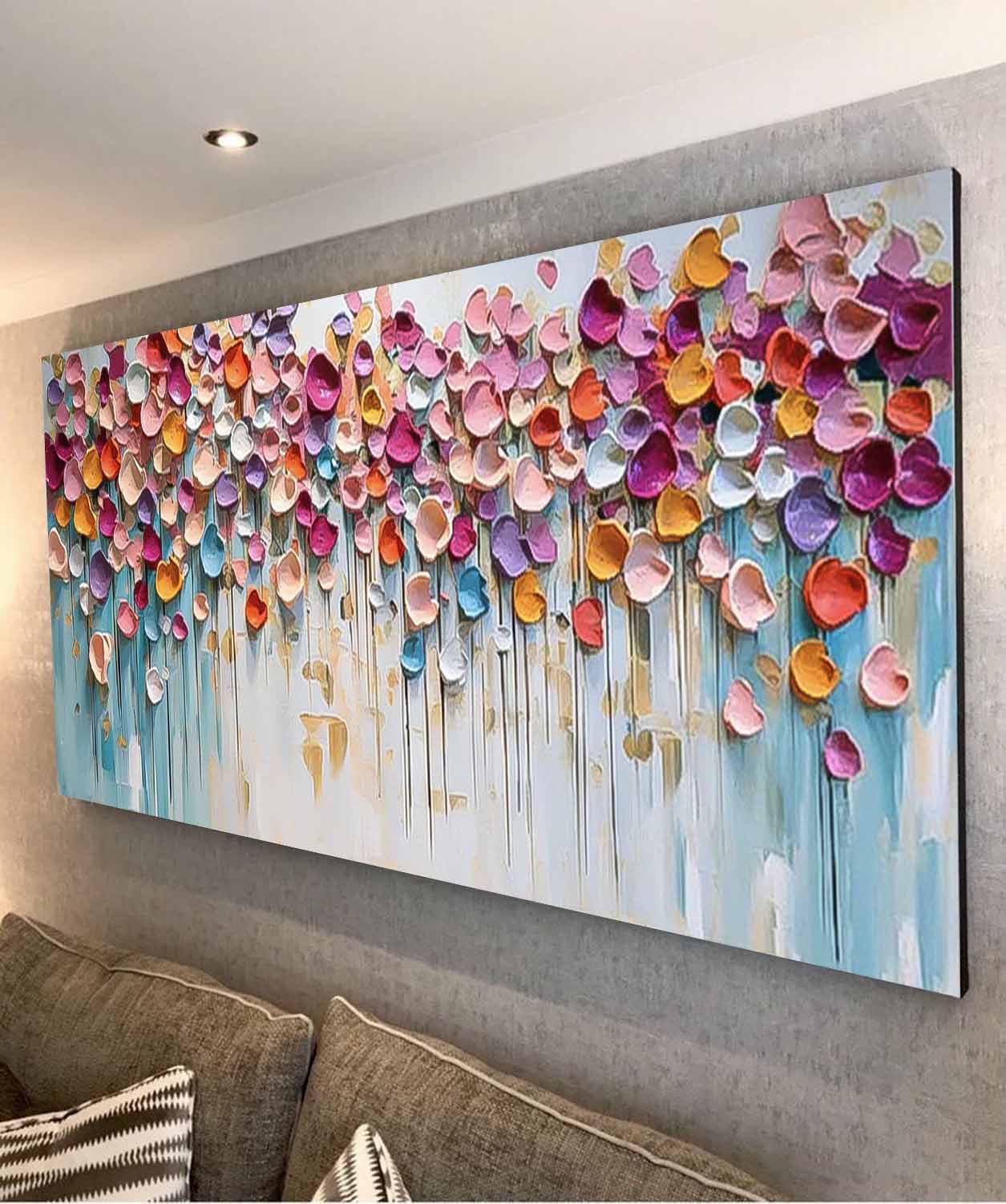 Vibrant Floral Abstract Oil Painting for Modern Home Decor