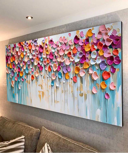 Vibrant Floral Abstract Oil Painting for Modern Home Decor