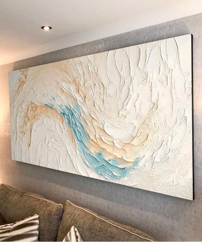 Coastal Serenity: Abstract Oil Painting of Beach Waves and Ocean Tones