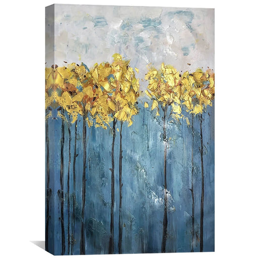 Luxurious Gold Foil Floral Abstract Oil Painting for Modern Home Decor
