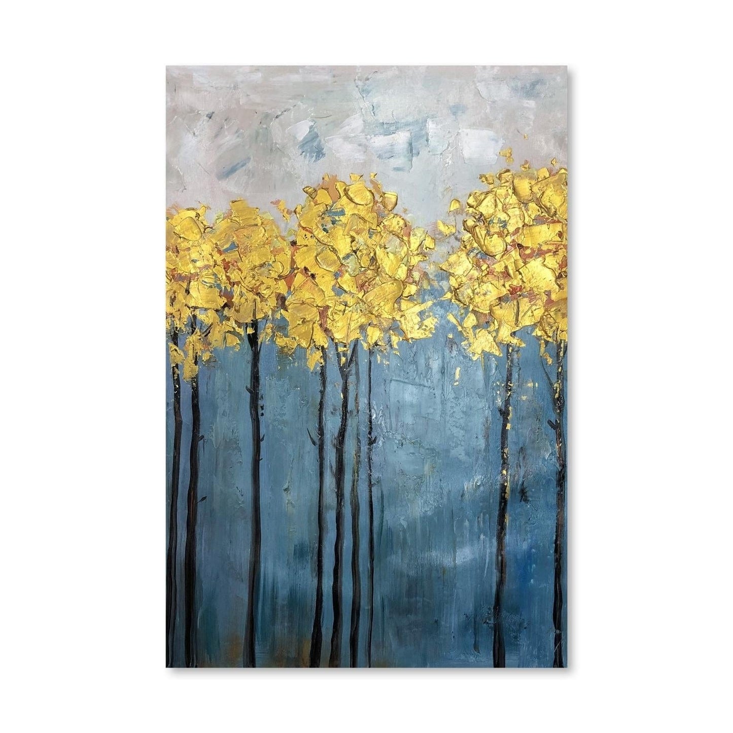 Luxurious Gold Foil Floral Abstract Oil Painting for Modern Home Decor
