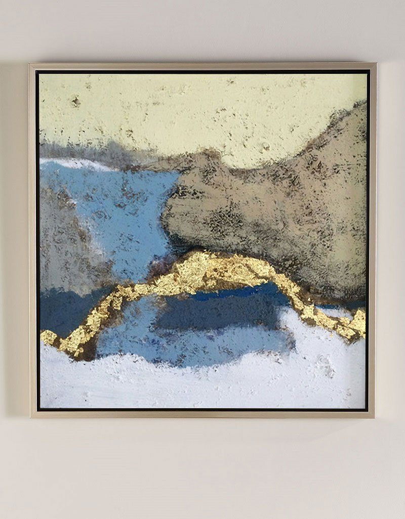 Serene Gold-Inspired Abstract Landscape Oil Painting for Modern Home Decor