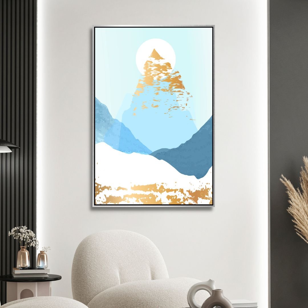 Abstract Gold Mountain Landscape Canvas Art for Modern Home Decor