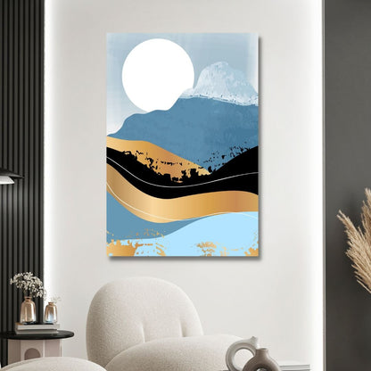 Abstract Gold Mountain Landscape Canvas Art for Modern Home Decor