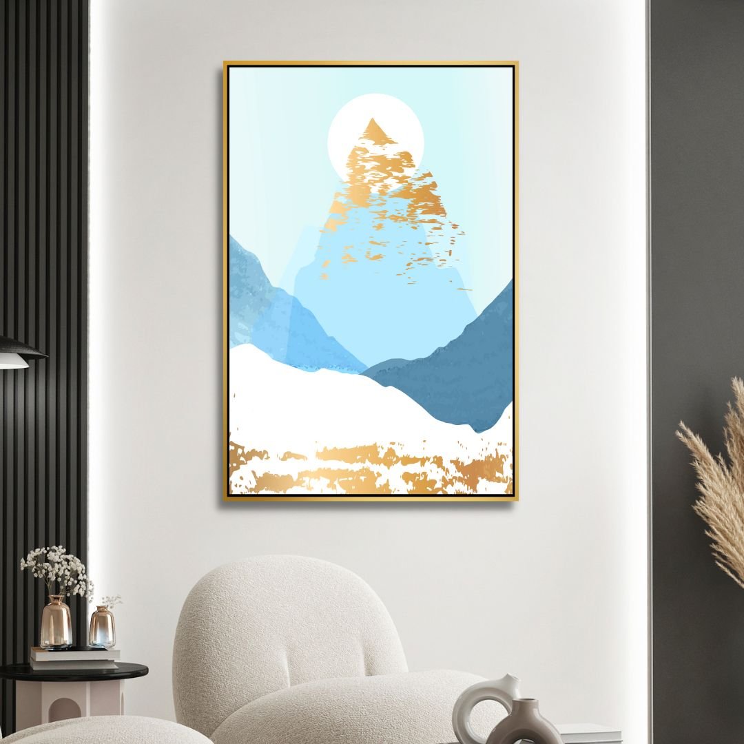 Abstract Gold Mountain Landscape Canvas Art for Modern Home Decor