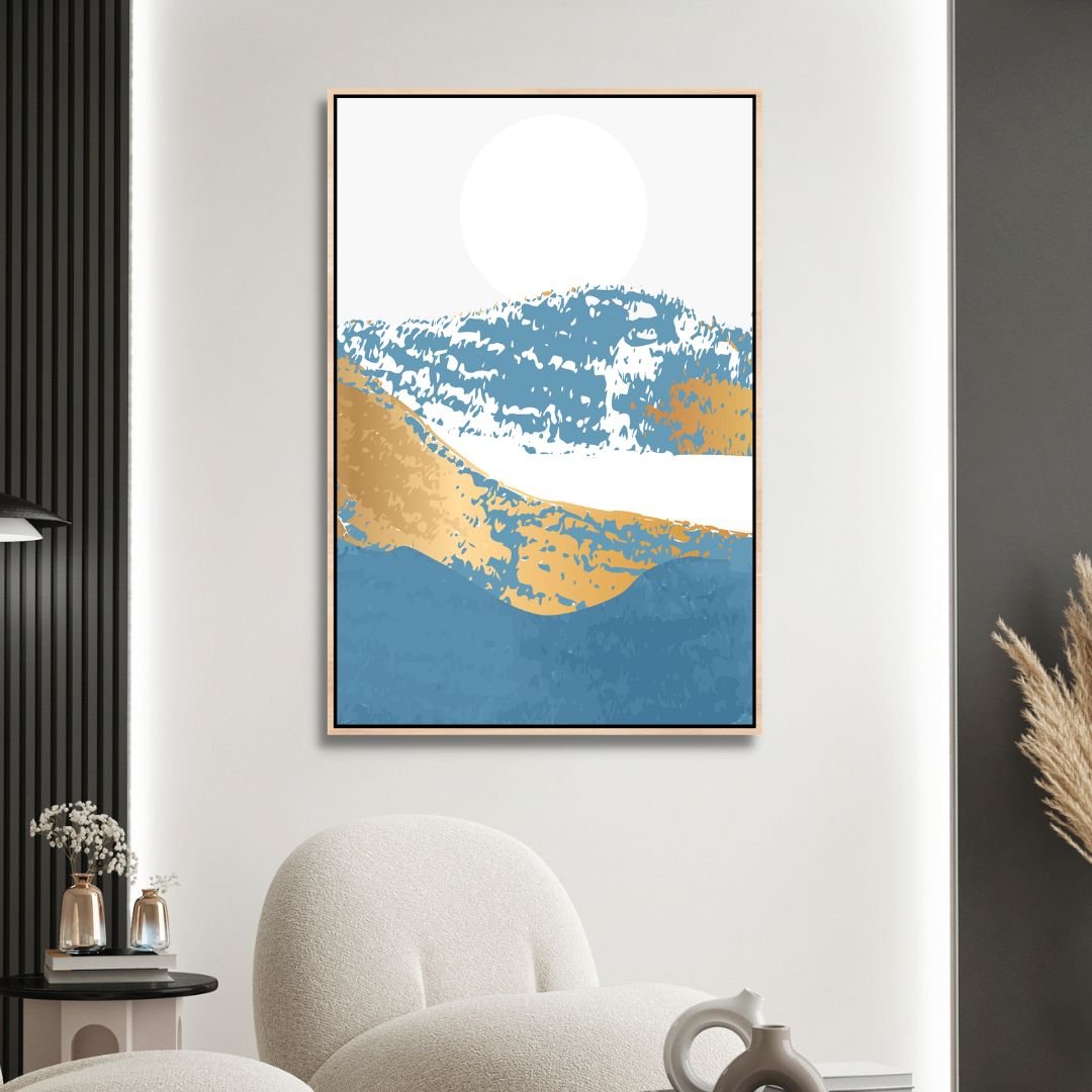 Abstract Gold Mountain Landscape Canvas Art for Modern Home Decor