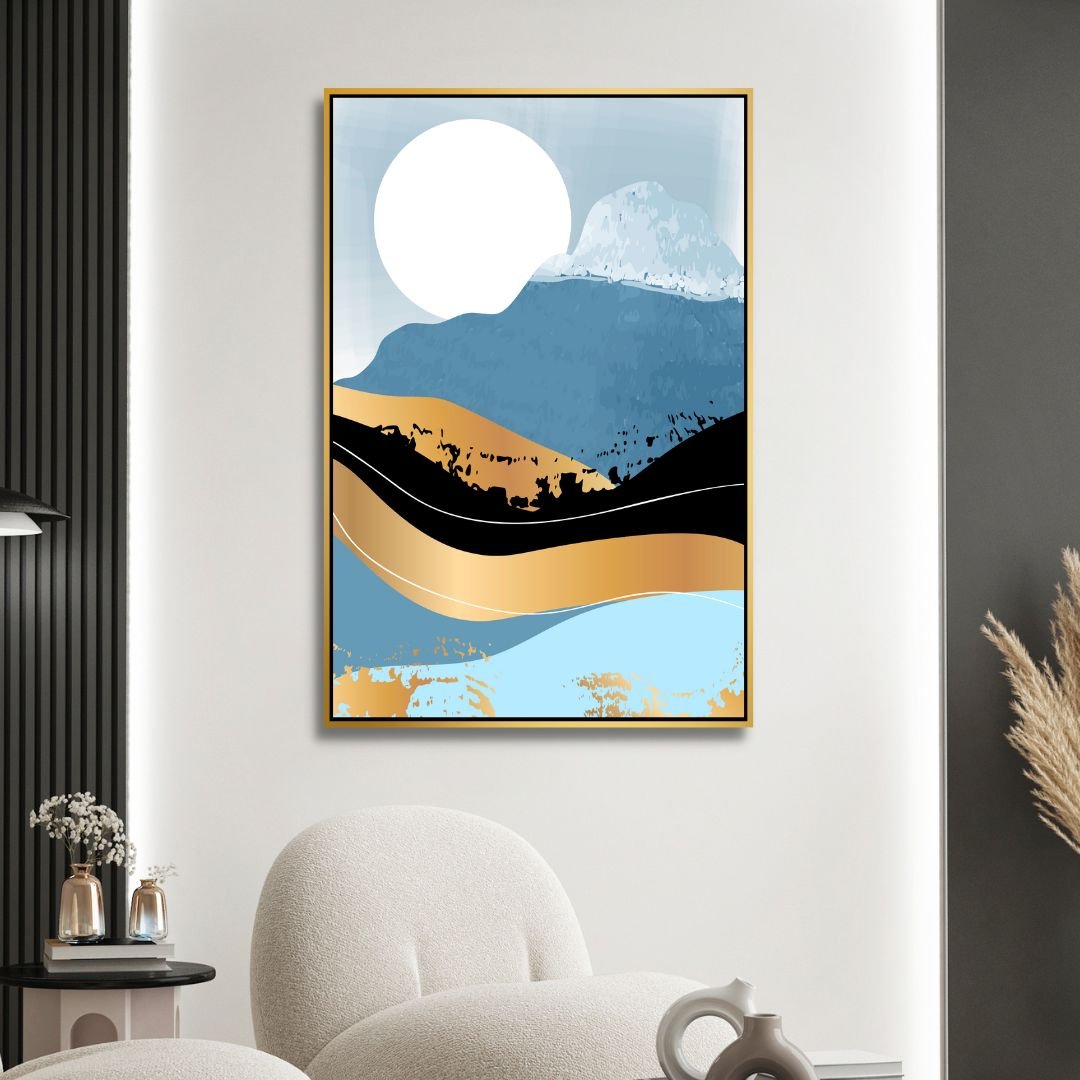 Abstract Gold Mountain Landscape Canvas Art for Modern Home Decor