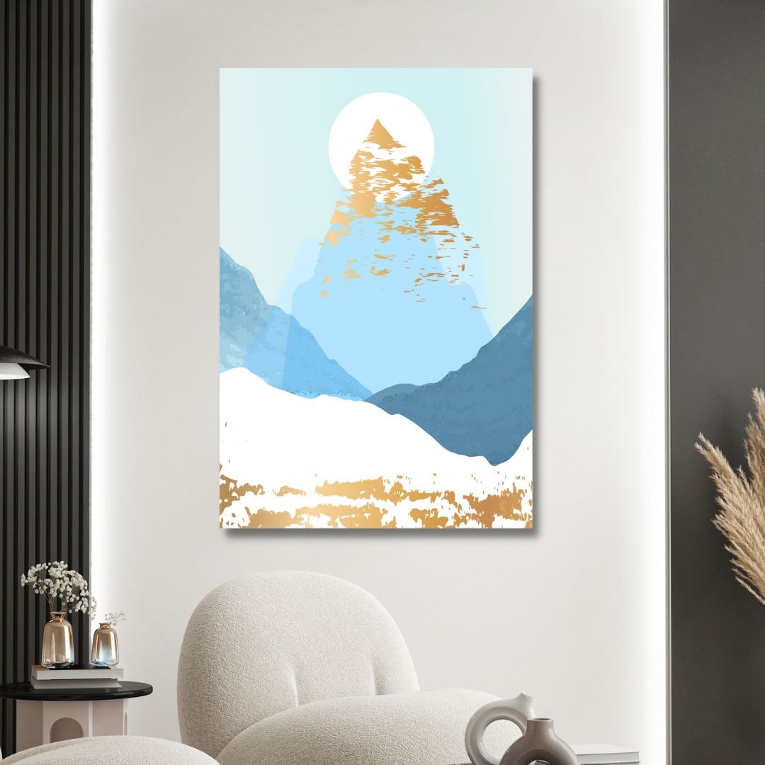 Abstract Gold Mountain Landscape Canvas Art for Modern Home Decor